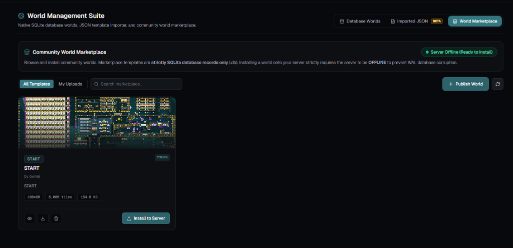 Fyrefly marketplace showing world templates